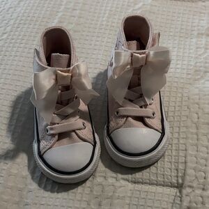 Kids Converse Pink High-Top Sneakers with Bow